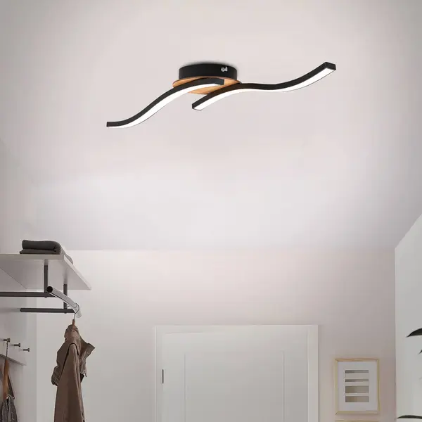 Briloner - Led Deckenleuchte Deckenlampe Wandlampe 2-flammig 12 W Holz-schwarz thumbnail