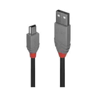 Lindy 36722 Usb-kabel Usb 2.0 1 m Usb A Mini-Usb B Zwart, Grijs