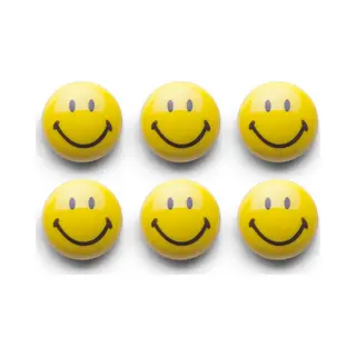 Zeller Magneten Smile / Emoticon - 6x - Kunststof - 3 Cm - Koelkast / Whiteboard