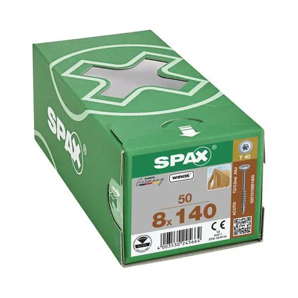 Spax Hi.Force, 8 X 140 Mm, 50 Stück, Teilgewinde, Tellerkopf, T-Star Plus T40, 4CUT, Wirox - 0251010801405 thumbnail
