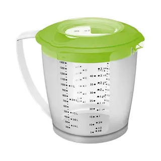 Westmark Roerbeker/doseerder Met Spatbescherming, Deksel En Schenktuit, Van Kunststof, Inhoud, 1, 4 Liter, Helena, Transparant/groen, 3105227A