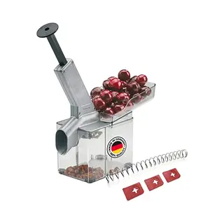 Westmark 407022E6 Kersenontpitter Met Uitloop En Grote Cassette Met 4 Stuks Kunststof/roestvrij Staal/aluminium, Kersen/zwart/transparant
