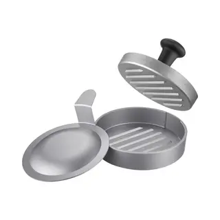 Westmark Hamburgermaker Mit Heber - Ø 12 Cm Burgerpresse Befüllbar Dank Bodenwölbung Im Heber, Aluminium/Kunststoff, Uno Plus, (Silber/Schwarz)