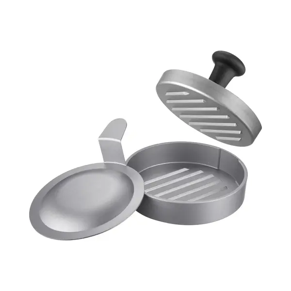 Westmark Hamburgermaker Mit Heber - Ø 12 Cm Burgerpresse Befüllbar Dank Bodenwölbung Im Heber, Aluminium/Kunststoff, Uno Plus, (Silber/Schwarz) thumbnail