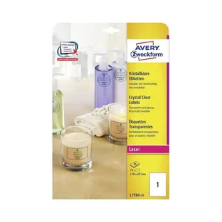 Avery L7784-25 Druckeretikett Transparent Nicht-kleber Etikett