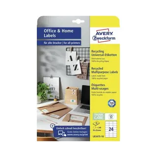 Avery LR3475-10 selbstklebendes Etikett Rechteck Permanent Weiß 240 Stück(e)