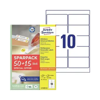 Avery L4744REV-65 printer label White Self-adhesive printer label