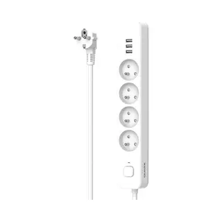 Stekkerdoos - Quarx - 4 Stopcontacten - Met 3 Usb-poorten, 1, 5m Kabel
