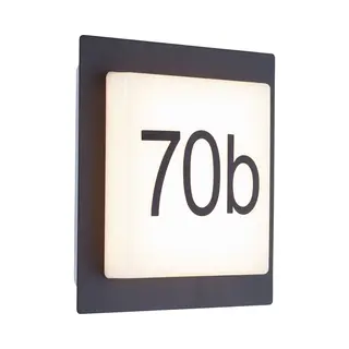 Brilliant Sten - Buiten Wandlamp - Inclusief Huisnummer (1-9, A-f) - Led 9W - 18 X 18 Cm - 1100lm - 3000K - IP44 - Zwart/Wit