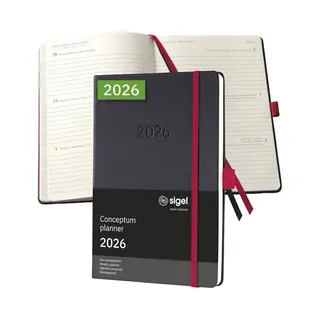 Sigel C2637 Conceptum Week Planner A6 Softcover 2026 Dark Grey 176...