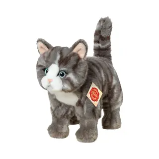 Hermann Teddy Teddy Hermann 91822 Katze 20 Cm, Kuscheltier, Grau Getigert Mit Optimalem Recyclinganteil