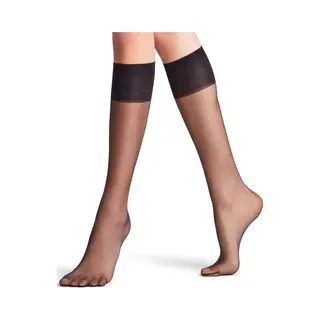 Falke Shelina Eenkleurig Materiaal Transparant 12 Den Kniekousen Dames Zwart - Maat 35-38