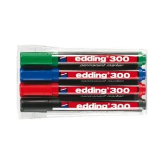 Edding 300-E4 markeerstift 4 stuk(s) Zwart, Blauw, Groen, Rood