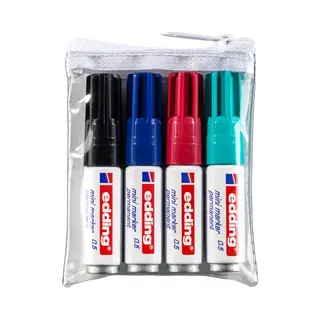 Edding 0.5 mini markeerstift 4 stuk(s) Fijne punt Zwart, Blauw, Lichtgroen, Rood