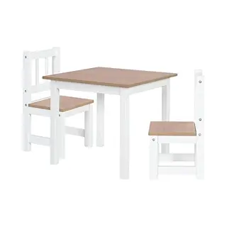 Roba Woody Tafel En 2 Stoelen Voor Kinderen, Dienblad En Zitting In Houtlook, Krasbestendig, Voor Meisjes En Jongens Vanaf 2 Jaar, Wit