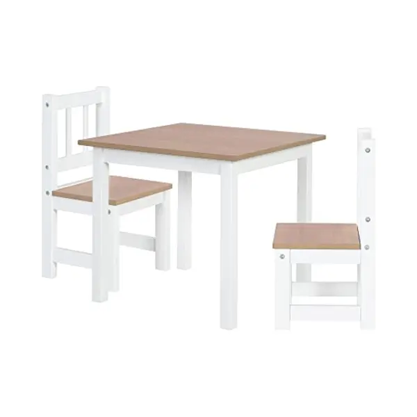 Roba Woody Tafel En 2 Stoelen Voor Kinderen, Dienblad En Zitting In Houtlook, Krasbestendig, Voor Meisjes En Jongens Vanaf 2 Jaar, Wit thumbnail