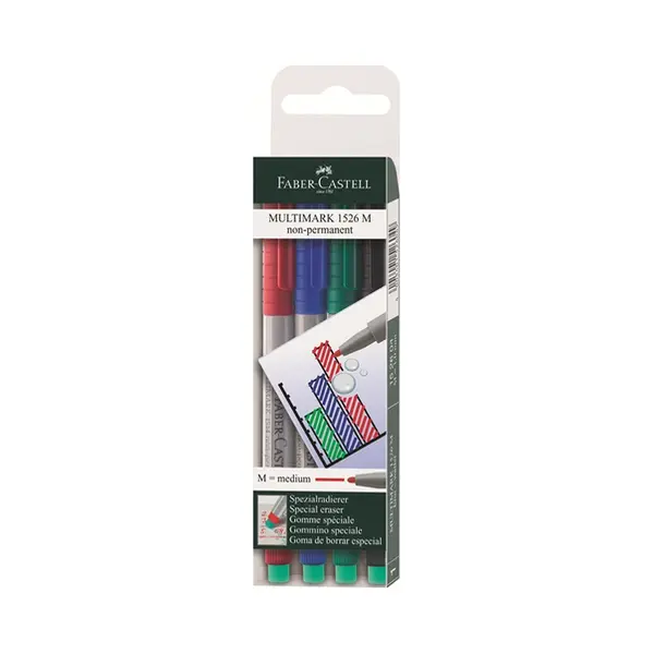 Faber-Castell Multimark Marker 4 Stück(e) Schwarz, Blau, Grün, Rot thumbnail