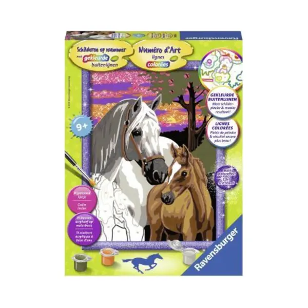 Ravensburger Paarden in de zonsondergang thumbnail