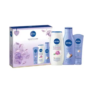 Nivea Smooth Care Geschenkset Vrouwen - Cadeauset Verjaardag Bodymilk, Douchegel & Handcreme - Valentijn Cadeautje Vrouw