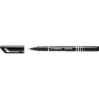 Stabilo Sensor, Fineliner, Fijn 0.3 mm, Met Meeverende Schrijfpunt, doos 10 stuks, zwart