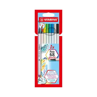 Stabilo Pen 68 Brush viltstift Bold Meerkleurig 8 stuk(s)