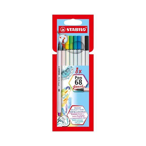 Stabilo Pen 68 Brush viltstift Bold Meerkleurig 8 stuk(s) thumbnail