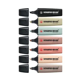 Stabilo Boss NatureColors etui 8 stuks (1x modder groen, aarde groen, sienna, amber, grijs en 2 x zwart)