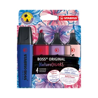 Stabilo Boss Original, markeerstift, etui met 4 kleuren