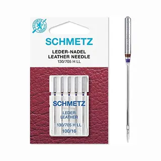 Schmetz | 5 Nähmaschinennadeln | Leder Ll | 130/705 H Ll | Nadeldicke 100/16 | Auf Jeder Gängigen Haushaltsnähmaschine Einsetzbar