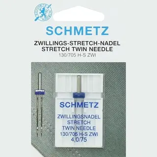 Schmetz Dubbele Uittrekbare Naald, Dubbele Naald 2, 5 Mm, 75 Voor Rekbare Stoffen, Voorkomt Springen Steken, Compatibel Met Huishoudelijke