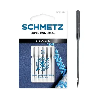 Schmetz | 5 Sewing Machine Needles | Black Super Universal | 130/705 H-Su | Size 80/12 | With Non-Stick Coating For Gentle Handling Of Delicate, Fine