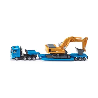 Siku Vrachtwagen met dieplader voor zwaar transport 1:87 metaal/kunststof blauw/geel ontkoppelbare aanhanger