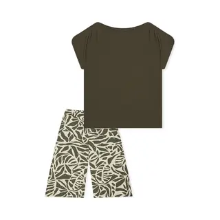 Schiesser Pyjama ' Selected Premium ' Crème / Olijfgroen