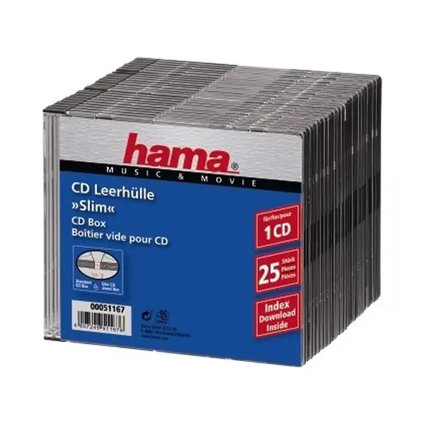 Hama Cd Slim Box, black, pack of 25 pcs 1 Disks Schwarz thumbnail