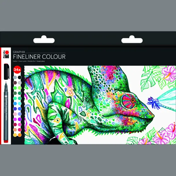 Marabu Graphix feiner Schreiber Beige, Schwarz, Blau, Braun, Grün, Grau, Hellblau, Hellgrün, Lila, Mint, Orange, Rosa, Rot, Rosa, Türkis, Violett, Gelb 24 Stück(e) thumbnail