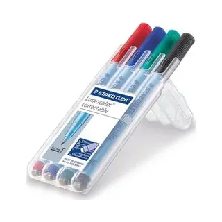 Staedtler Lumocolor correctable 305 markeerstift 4 stuk(s) Groen, Zwart, Blauw, Rood