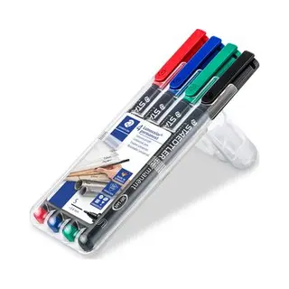 Staedtler Lumocolor 313 WP4 permanente marker Zwart, Blauw, Groen, Rood 4 stuk(s)