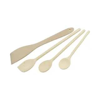 Fackelmann 31125 4-teiliges Küchenhelfer-Set Aus Holz Mit Pfannenwender Und Löffel, Fsc-zertifiziertes Holz, 20 Cm, 25 Cm, 30 Cm