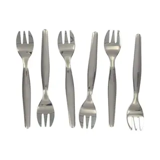 Fackelmann 32133 Set Van 6 Oestervorken, Dessertvork, Oestervorken, Roestvrij Staal, Zilverkleurig, 12, 5 Cm