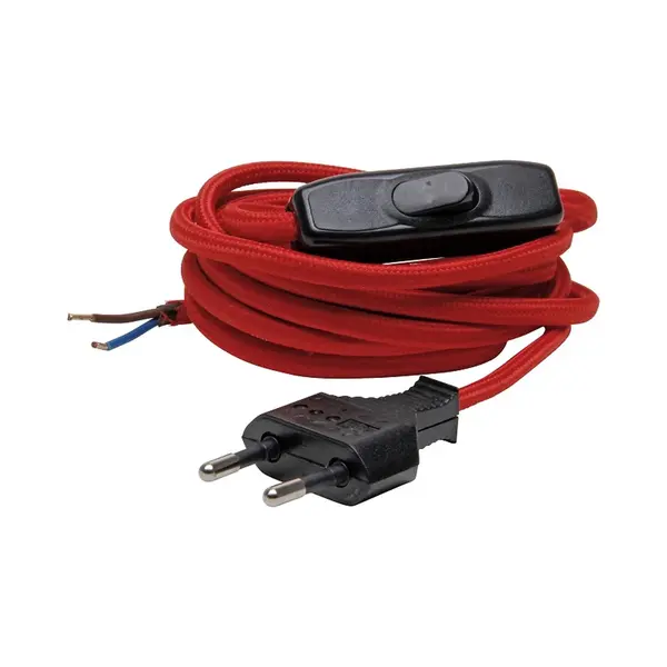 Kopp Aansluitsnoer Ongeaard Met Schakelaar – Rood (2m) thumbnail