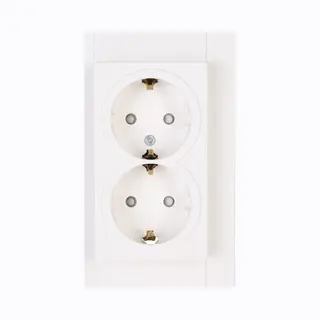 Kopp Athenis – Dubbele Wandcontactdoos Inbouw Geaard (helder Wit)