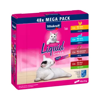 Vitakraft 27562 lekkernij voor honden & katten Kat Snacks Rundvlees, Kip, Lever, Zalm 15 g