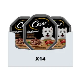 14x Cesar Cuisine In Saus Kuipje Kalkoen En Rund 150 Gr