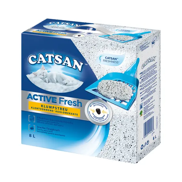 Catsan Active Fresh – Katzenstreu Aus Naturton Mit Aktivkohle – Effektive Bindung Von Geruch Und Feuchtigkeit – 1 X 8 Liter thumbnail