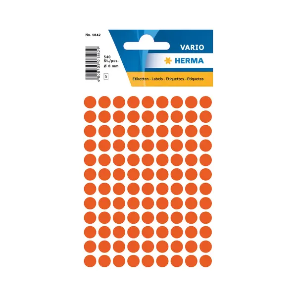 Herma Universele etiketten Ø 8 mm rond rood papier mat 540 st. thumbnail