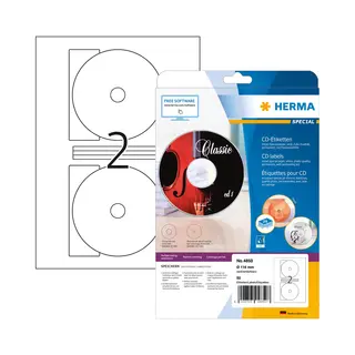 Herma Inkjet Cd-Etiketten Maxi A4 Ø 116 mm weiß Papier matt 50 St.