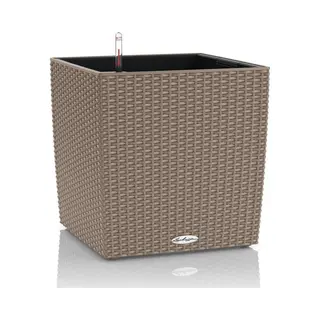 Lechuza Cube Cottage 50 - Plantenbak - Met Uitneembare Binnenbak - Met Bewateringssysteem - All-In-One Set Met Lechuza-Pon - Zandbruin