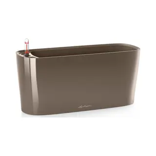 Lechuza Delta Premium 20 - Plantenbak - Met Uitneembare Binnenbak - Met Bewateringssysteem - All-In-One Set Met Lechuza-Pon - Hoogglans Taupe