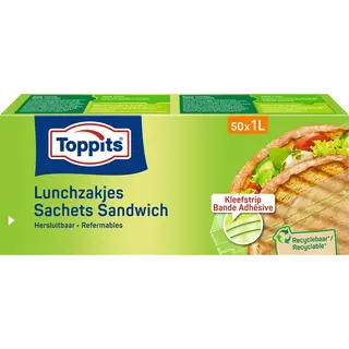 Toppits Lunchzakjes Hersluitbaar 1 Liter 50 Stuks