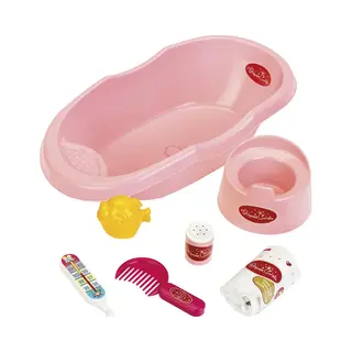 Klein Toys Princess Baby Coralie Poppenverzorging - Poppenbadje 41cm - Incl Accessoires - Met Potje - Roze